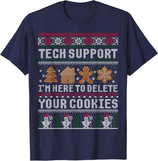 Funny Christmas Tech Support Shirt Computer Programmer Gift T-Shirt - T-Shirt | Navy