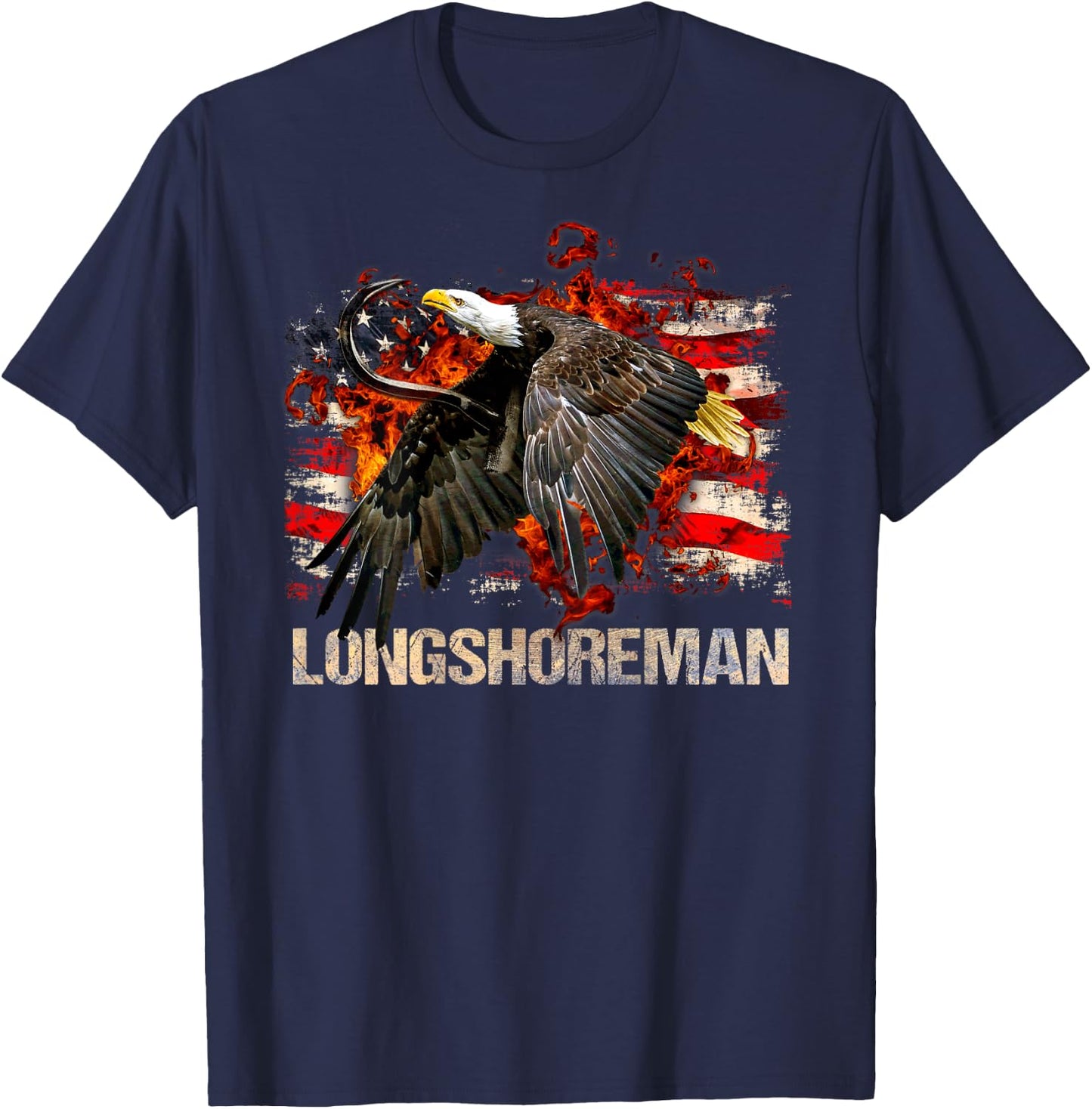 Longshoreman Gifts Patriotic Design On Back Of Clothing T-Shirt - T-Shirt | Navy