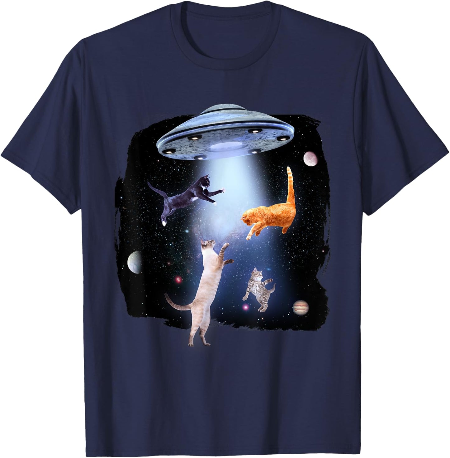 Funny Galaxy Cat Space Kitty Planets Galaxy T-Shirt - T-Shirt | Navy