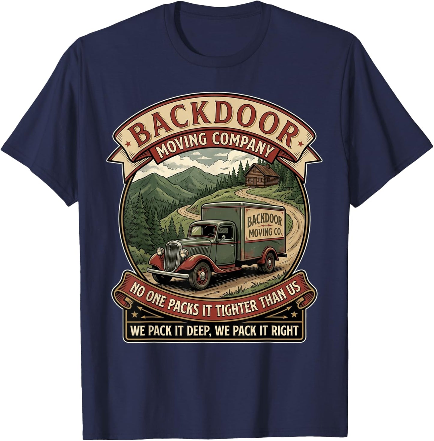 Funny Vintage Moving Company Inappropriate Adult Humor Gag T-Shirt - T-Shirt | Navy