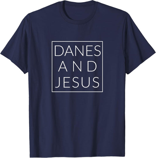 Danes and Jesus, Christian Great Dane Dog Minimal Novelty T-Shirt - T-Shirt | Navy