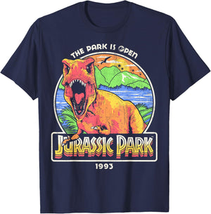 Jurassic Park 1993 The Park Is Open Jurassic Park Logo T-Shirt - T-Shirt | Navy