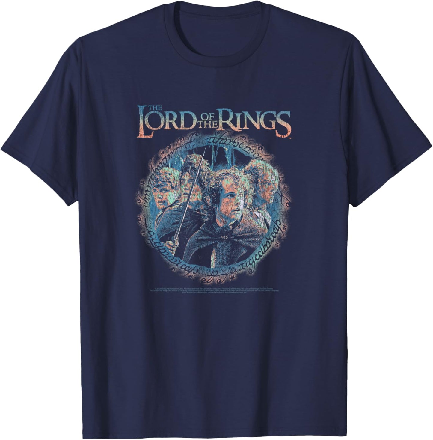 The Lord of The Rings Group Shot Ring Circle of Friends T-Shirt - T-Shirt | Navy