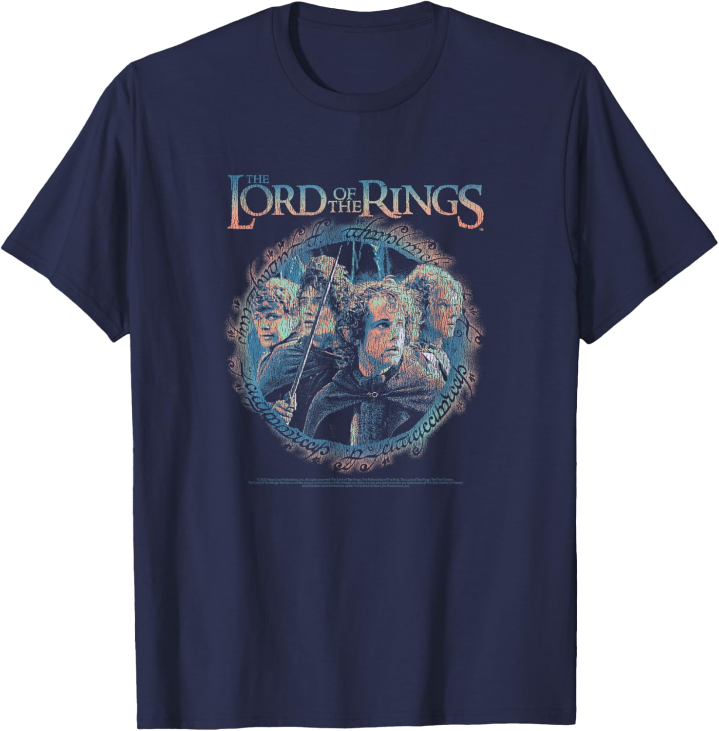 The Lord of The Rings Group Shot Ring Circle of Friends T-Shirt - T-Shirt | Navy