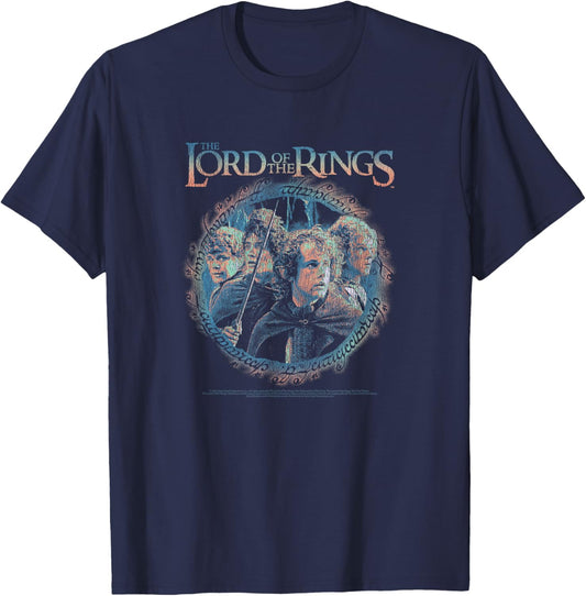 The Lord of The Rings Group Shot Ring Circle of Friends T-Shirt - T-Shirt | Navy