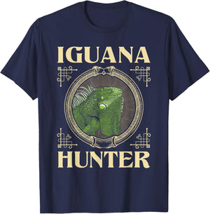 Funny Iguana Shirts Iguana Hunter - Zookeeper Reptile Animal Lover Herpetology T-Shirt - T-Shirt | Navy