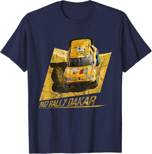 1987 Rally Dakar Classic Rally Car Design 80s T-Shirt - T-Shirt | Navy