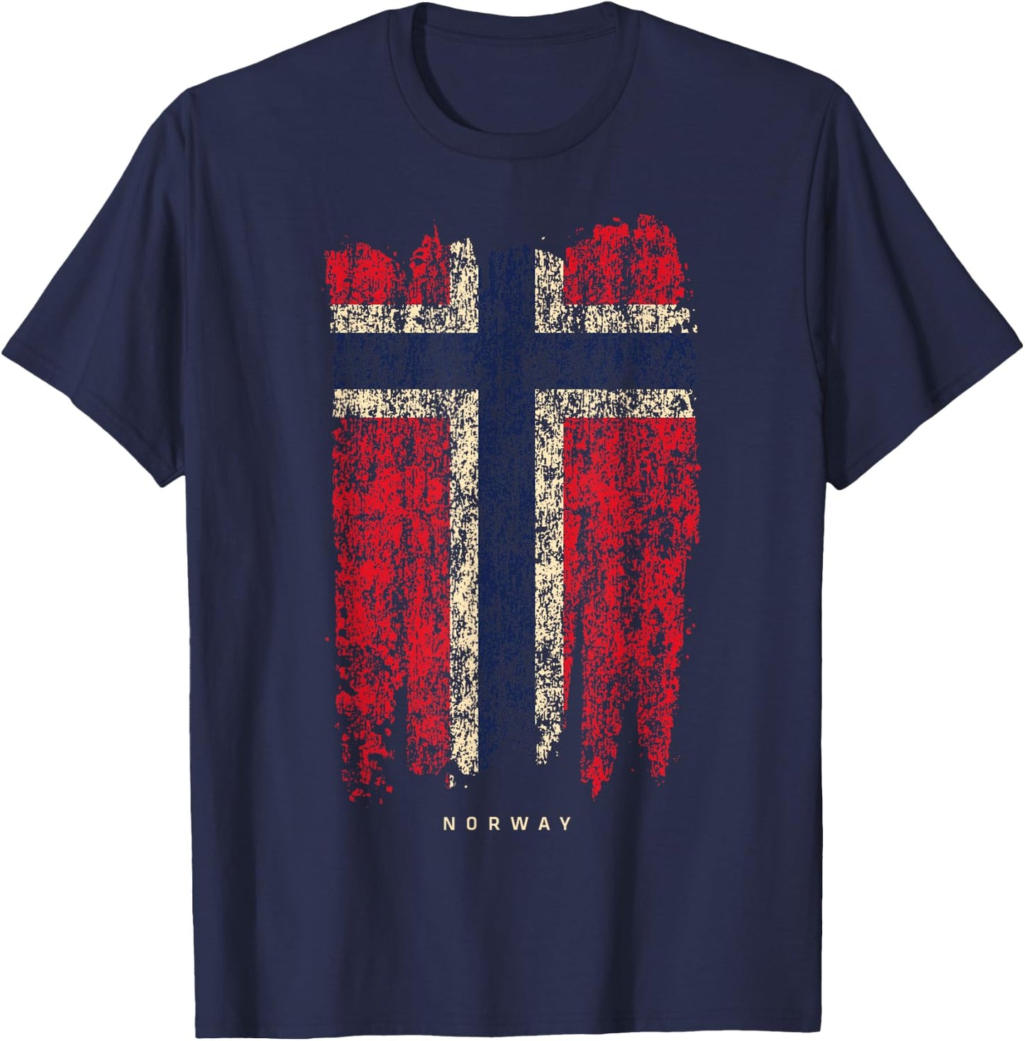 Vintage Norway Flag Retro Norwegian T-Shirt - T-Shirt | Navy