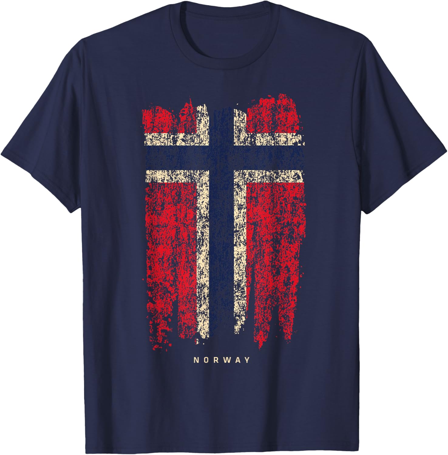 Vintage Norway Flag Retro Norwegian T-Shirt - T-Shirt | Navy