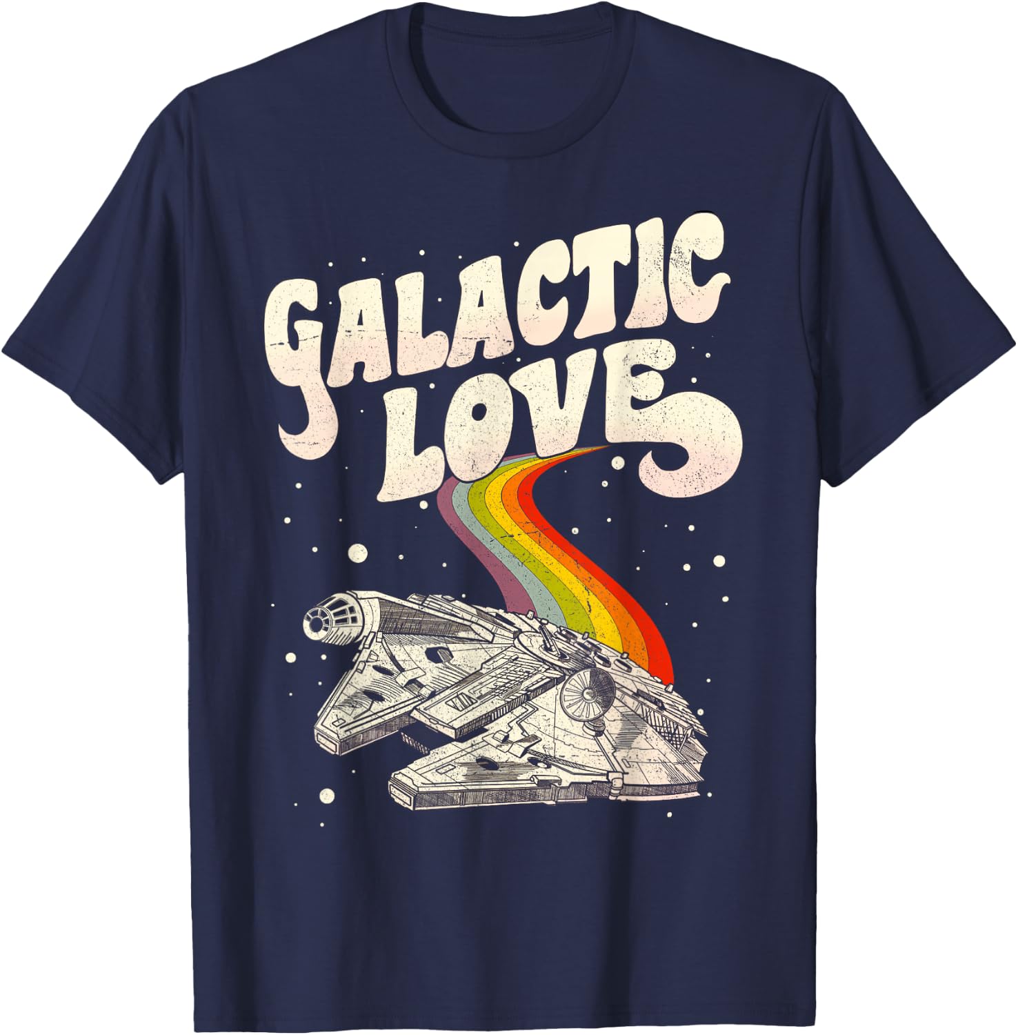 Star Wars Rainbow Millennium Falcon Galactic Love T-Shirt - T-Shirt | Navy