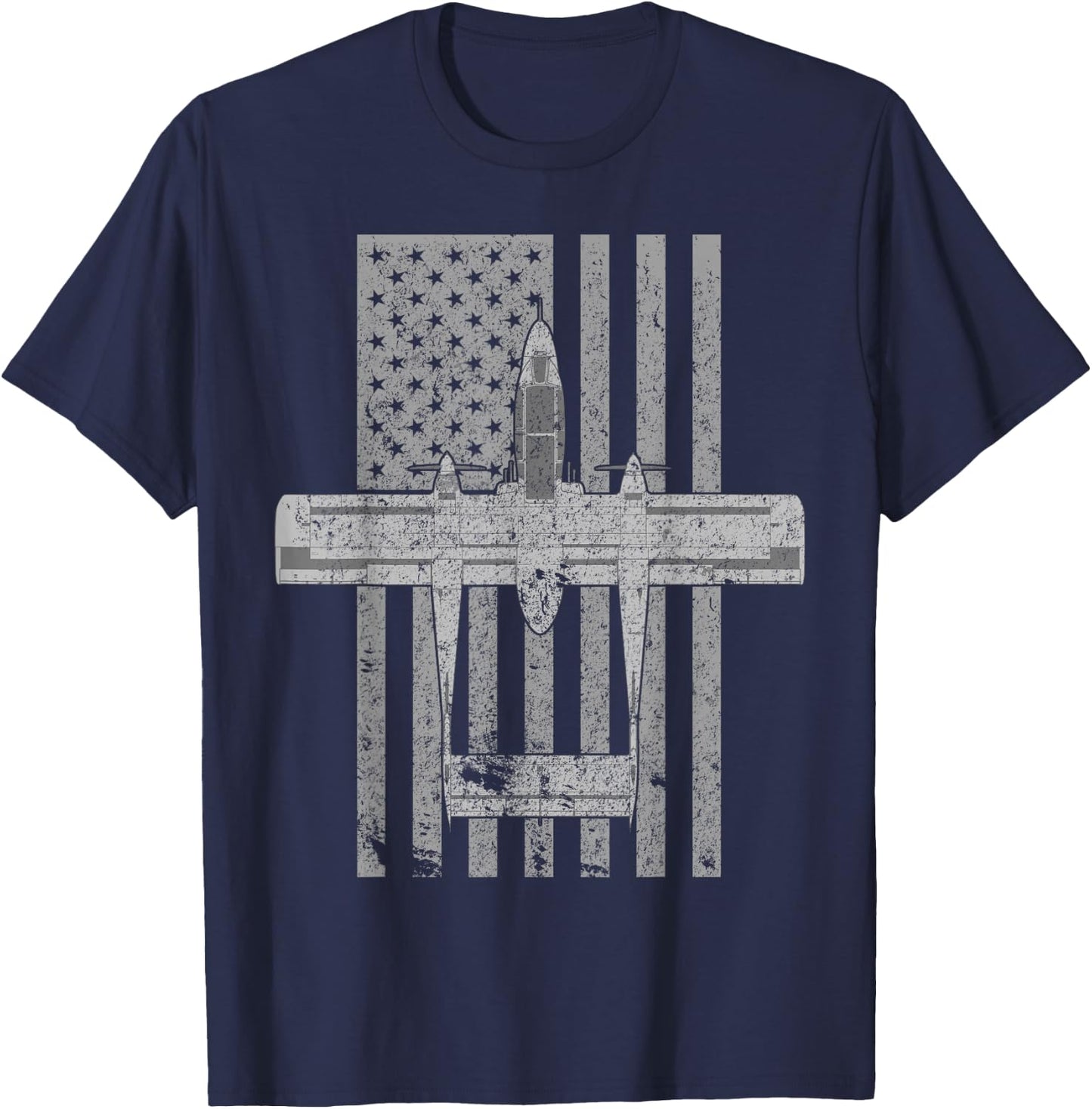 OV-10 Bronco Military Airplane Vintage Flag Pilot T-Shirt - T-Shirt | Navy