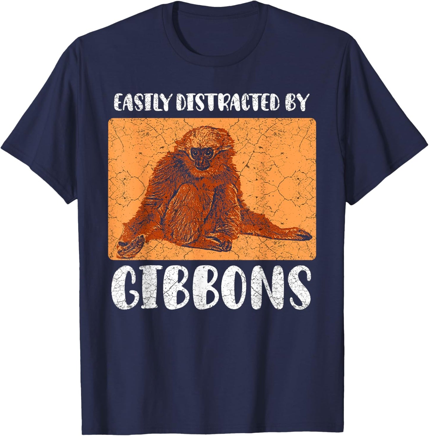 Gibbon Ape Monkey Funny T-Shirt - T-Shirt | Navy