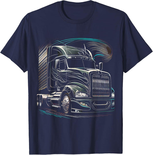 Truck Driver 18 Wheeler Trucker T-Shirt - T-Shirt | Navy