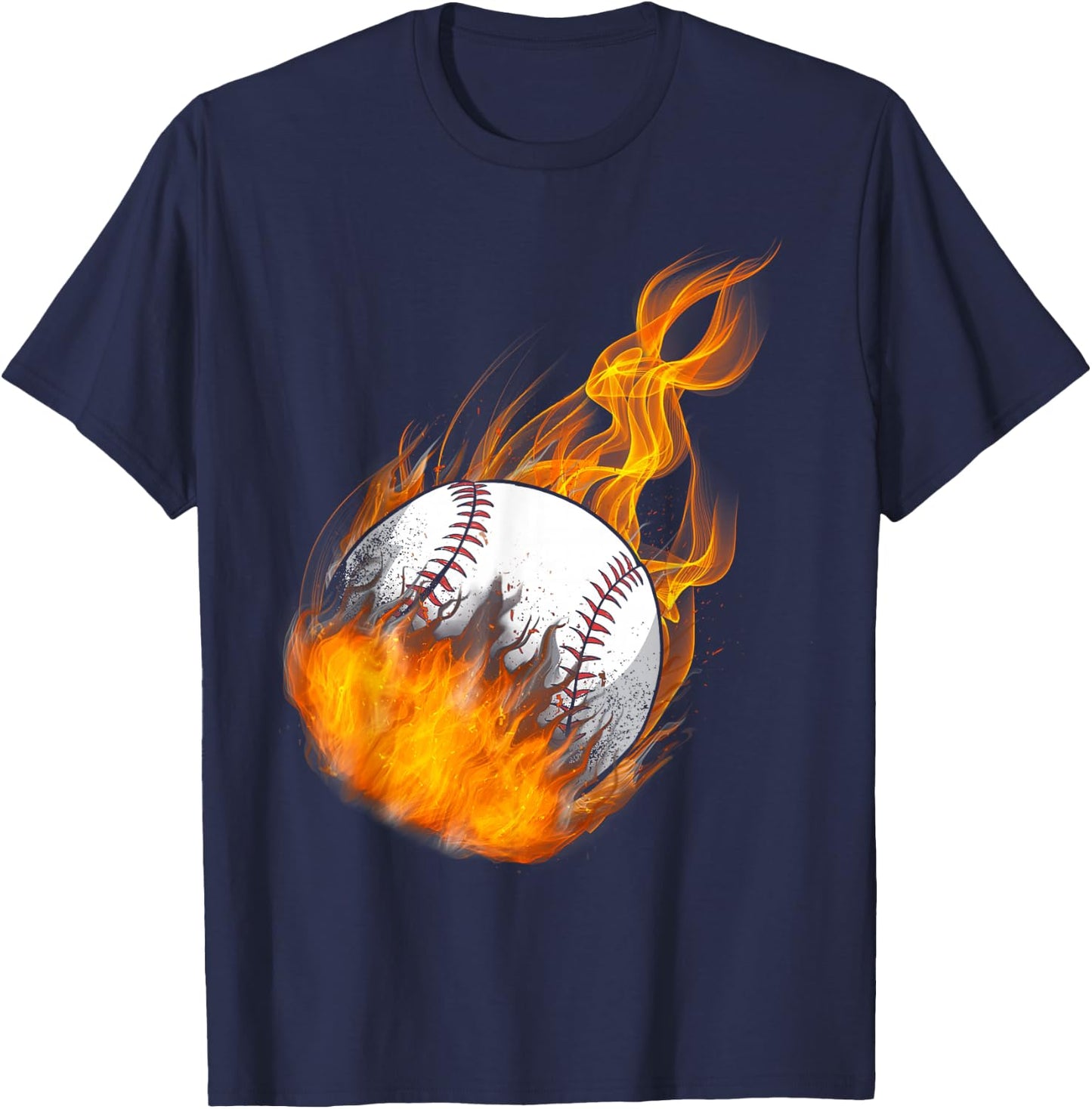 Baseball Fan Fire Vintage T-Shirt - T-Shirt | Navy