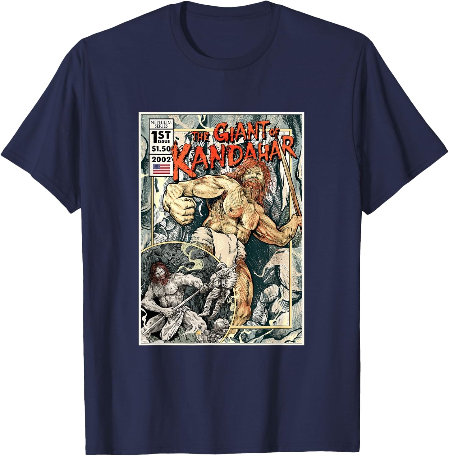 The Giant of Kandahar - Genesis 6 Nephilim Comic Cover T-Shirt - T-Shirt | Navy