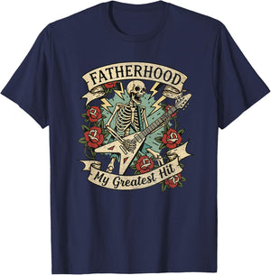 Cool Guitar Dad Fatherhood Greatest Hit Tattoo Style T-Shirt - T-Shirt | Navy