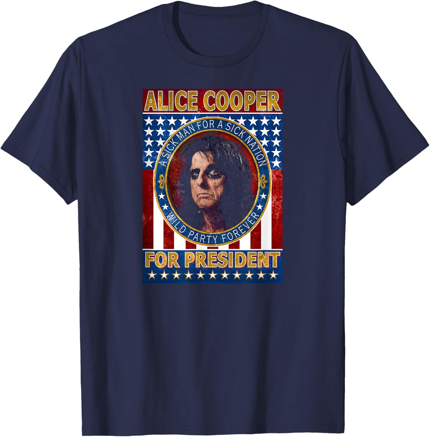 Alice Cooper - Alice Cooper for President Small T-Shirt - T-Shirt | Navy