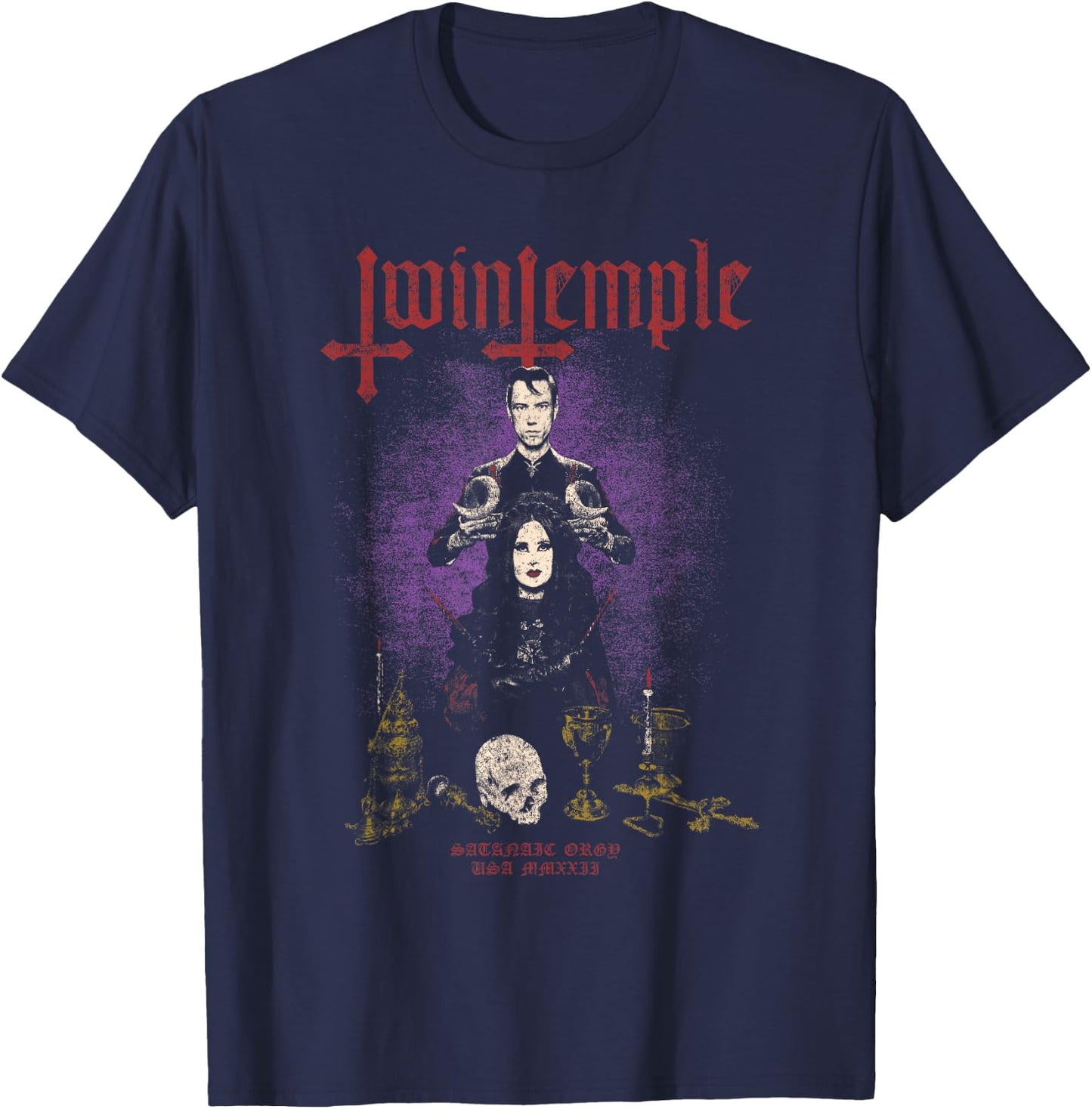 Twin Temple Satanic Orgy Amat T-Shirt - T-Shirt | Navy