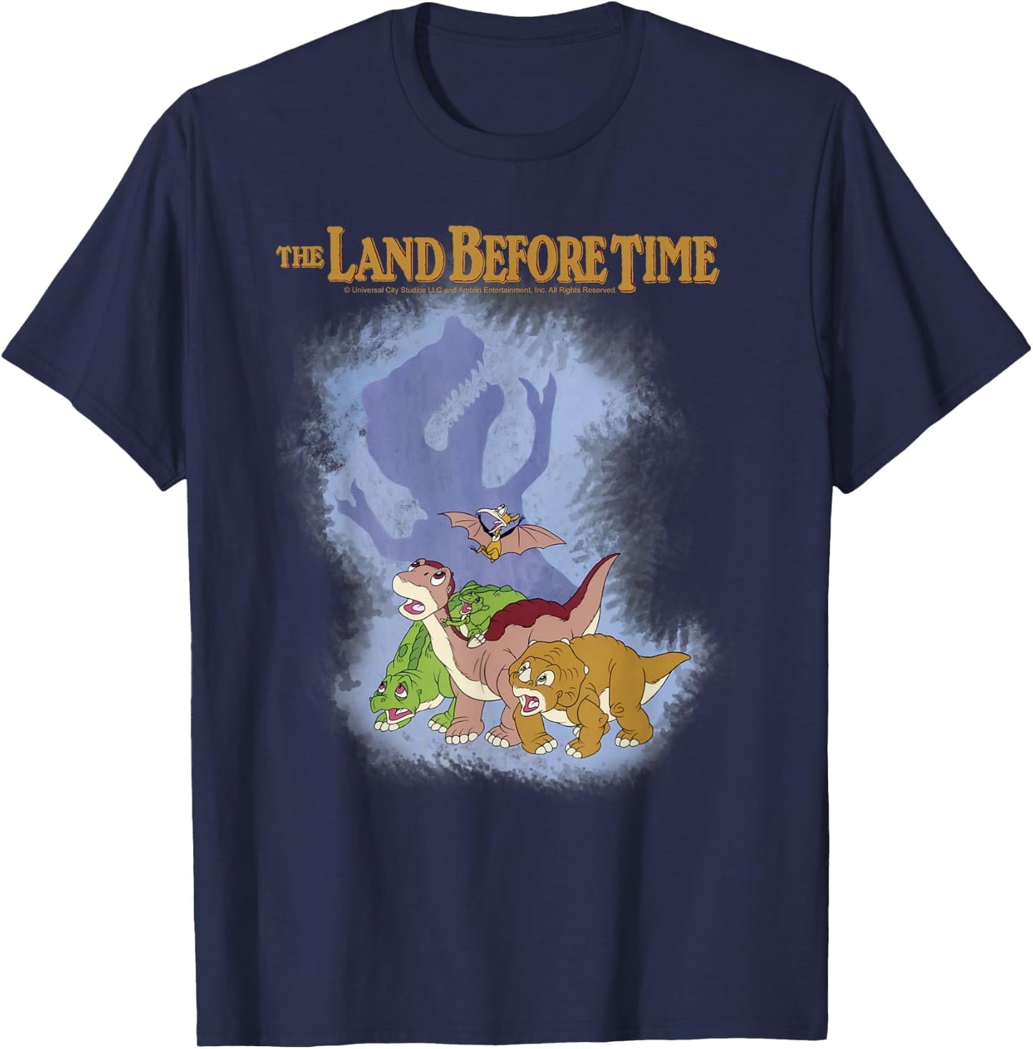 Land Before Time Sharptooth Shadow T-Shirt - T-Shirt | Navy