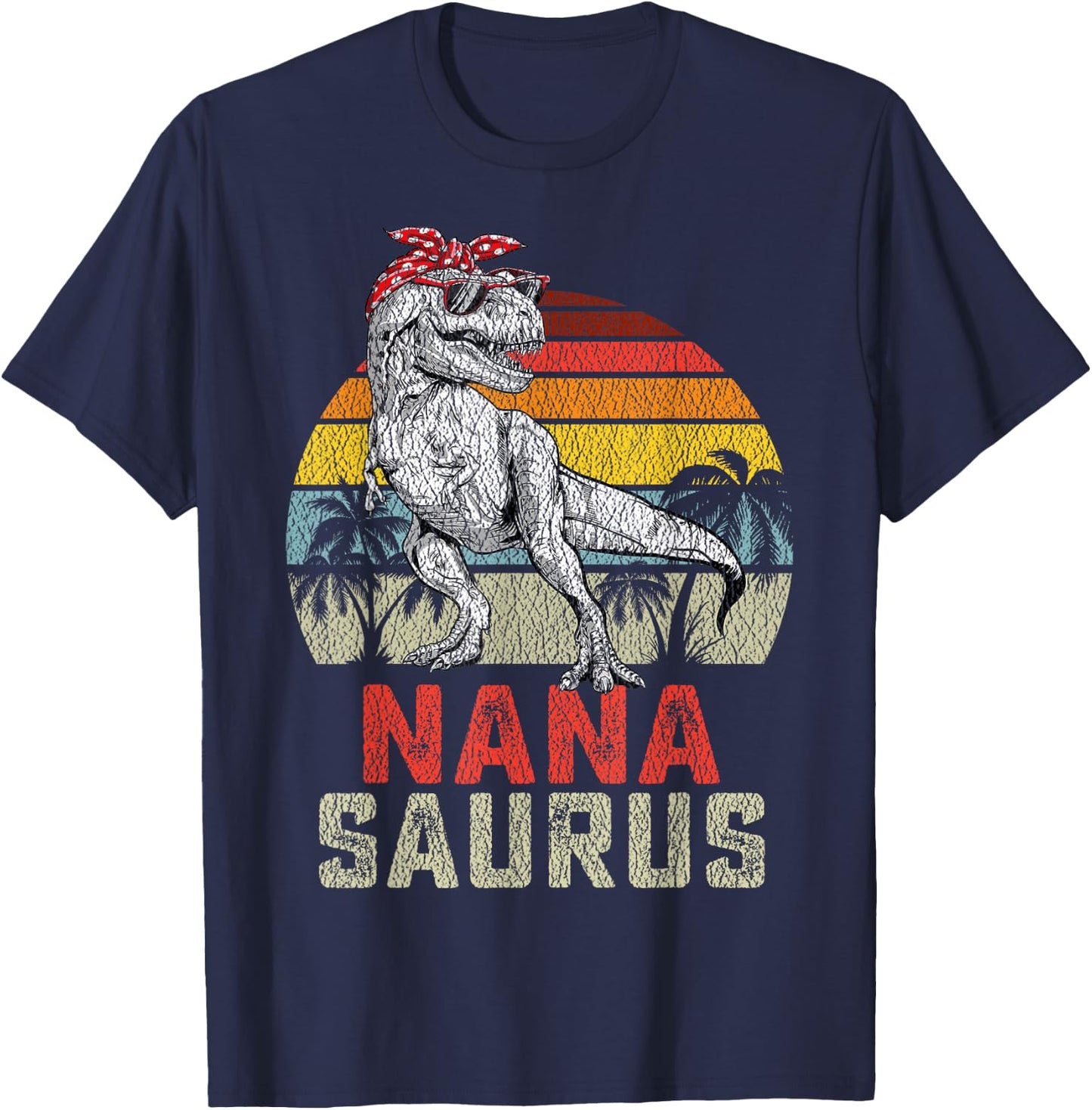 Nanasaurus T Rex Dinosaur Nana Saurus Family Matching T-Shirt - T-Shirt | Navy