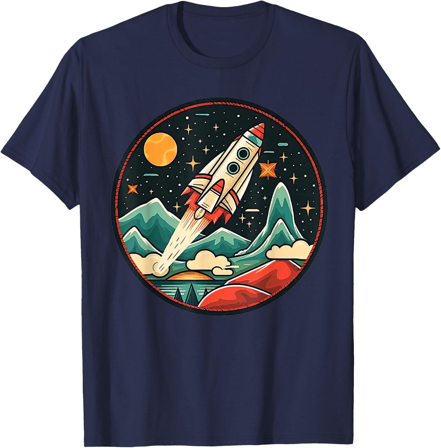 Cute Rocket Spaceship Kids Boys Toddlers Astronaut T-Shirt - T-Shirt | Navy