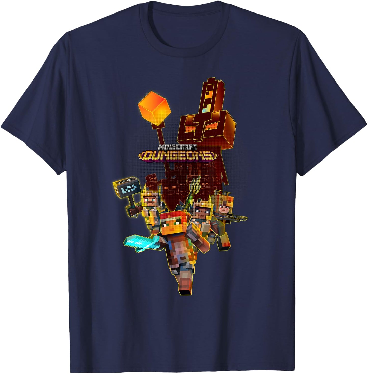 Minecraft Dungeons Group Fighters Poster T-Shirt - T-Shirt | Navy