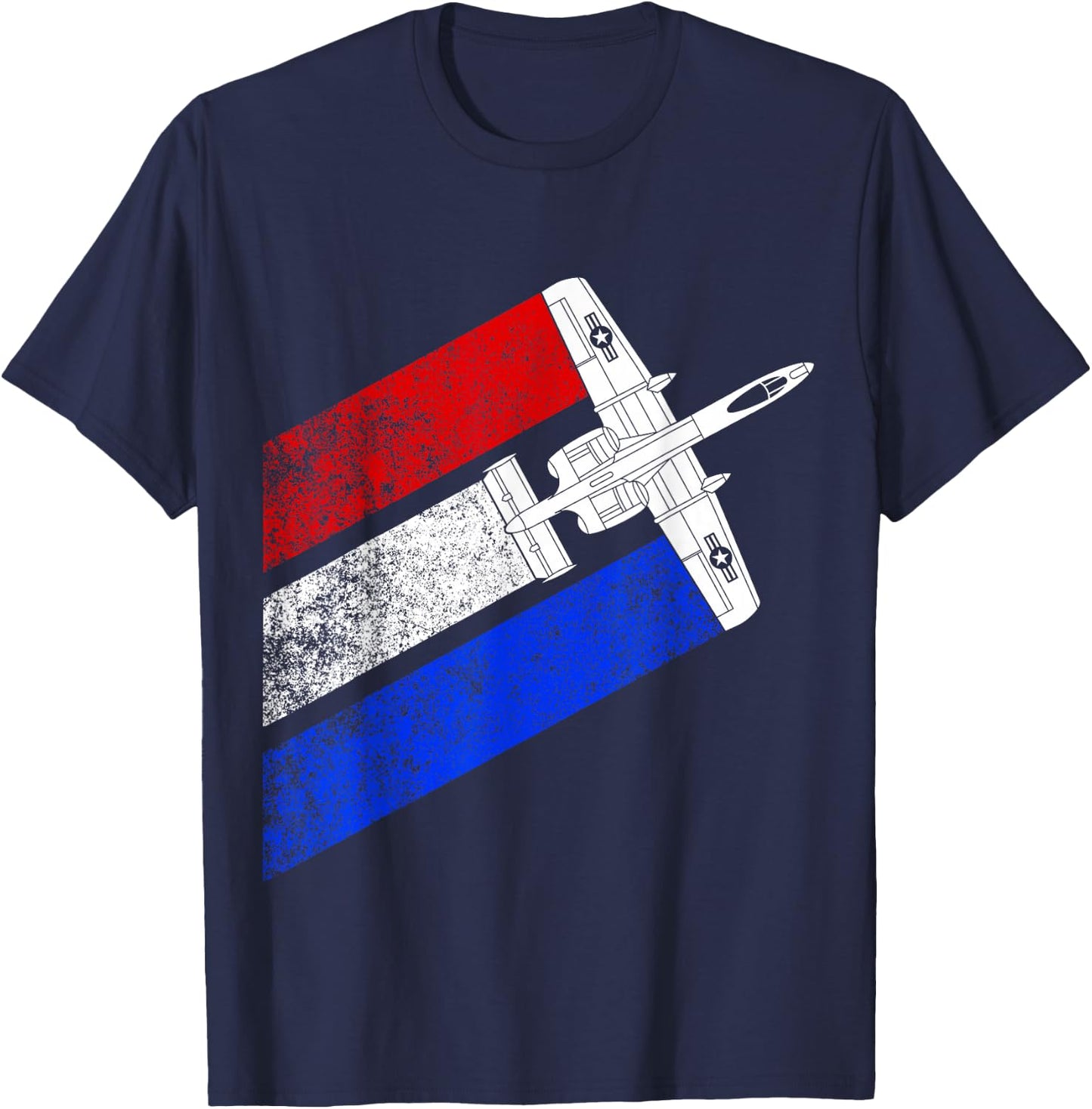 Vintage A-10 Warthog Plane Schematic US Flag T-Shirt - T-Shirt | Navy