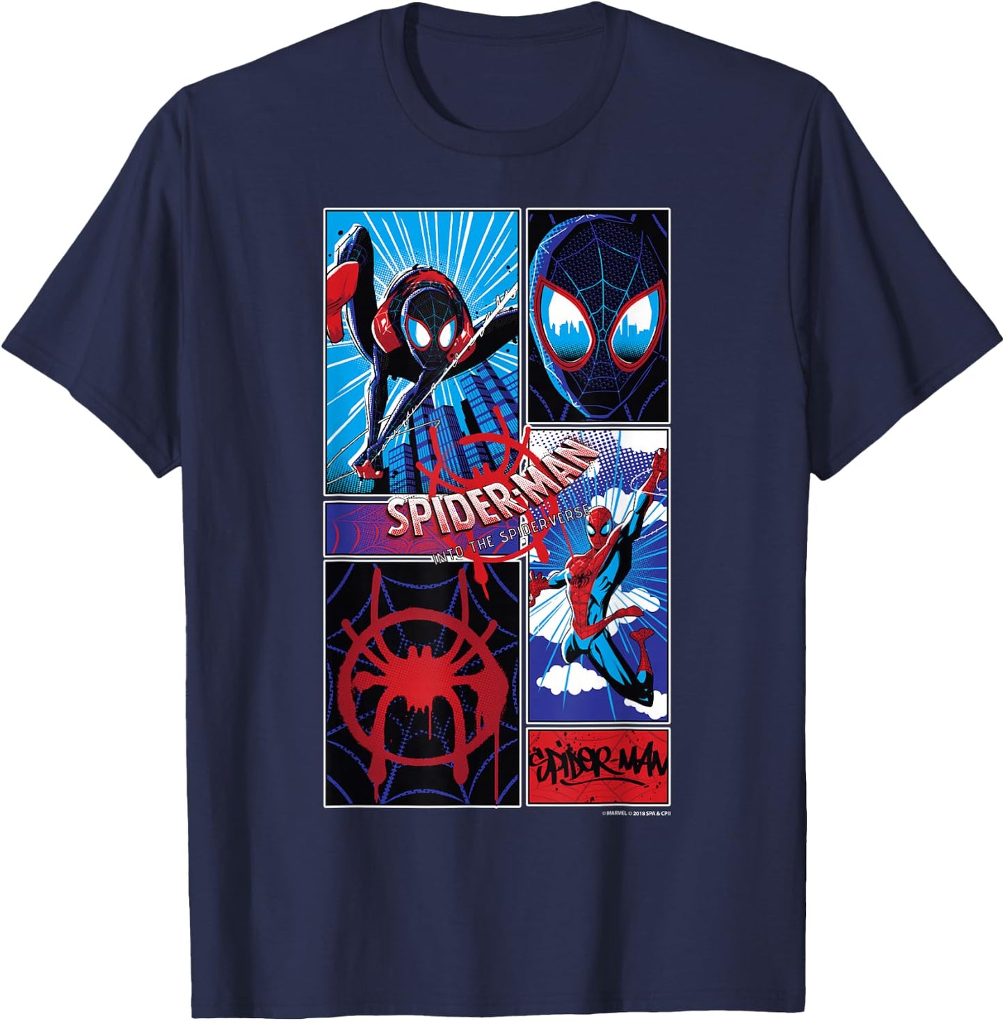 Marvel Spider-Man Spiderverse Miles & Peter Graphic Small T-Shirt - T-Shirt | Navy