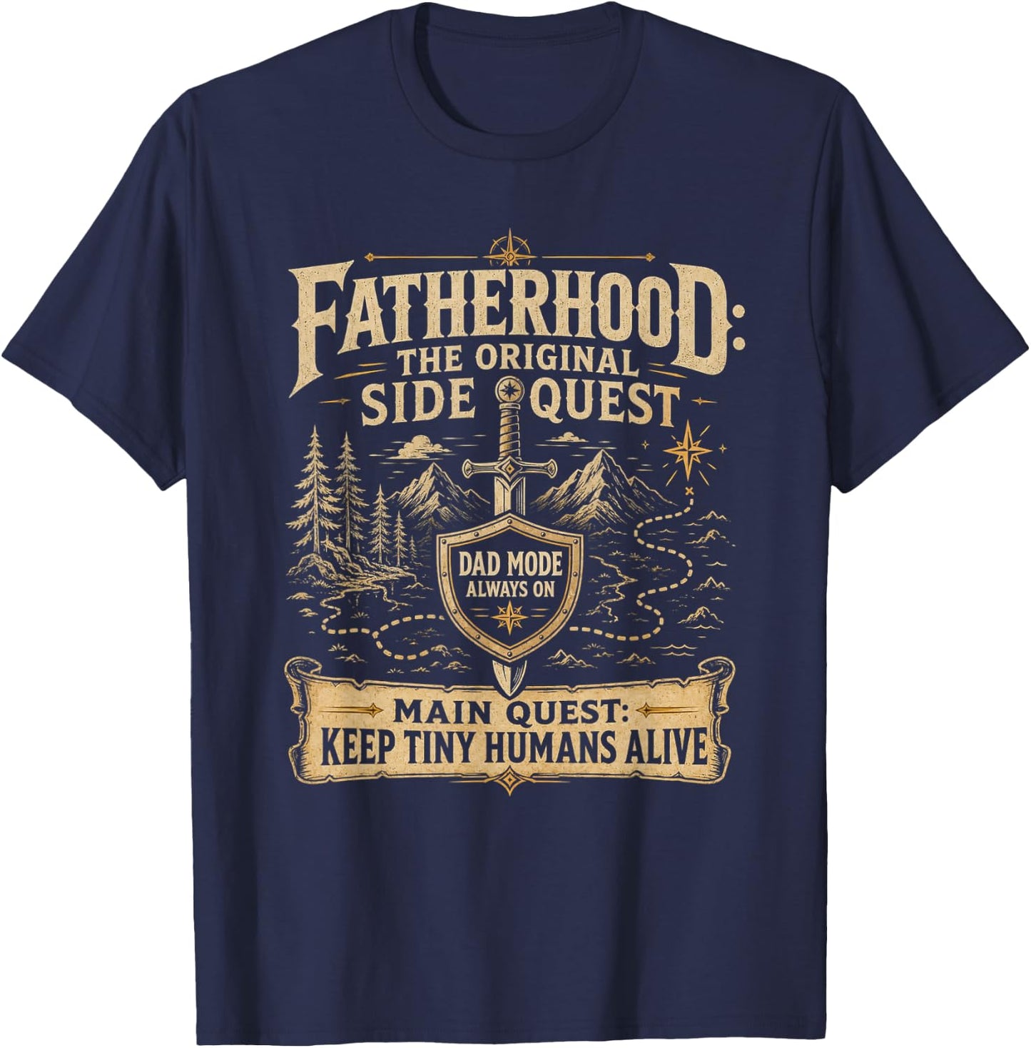 Father Fatherhood The Original Side Quest Dad Mode T-Shirt - T-Shirt | Navy