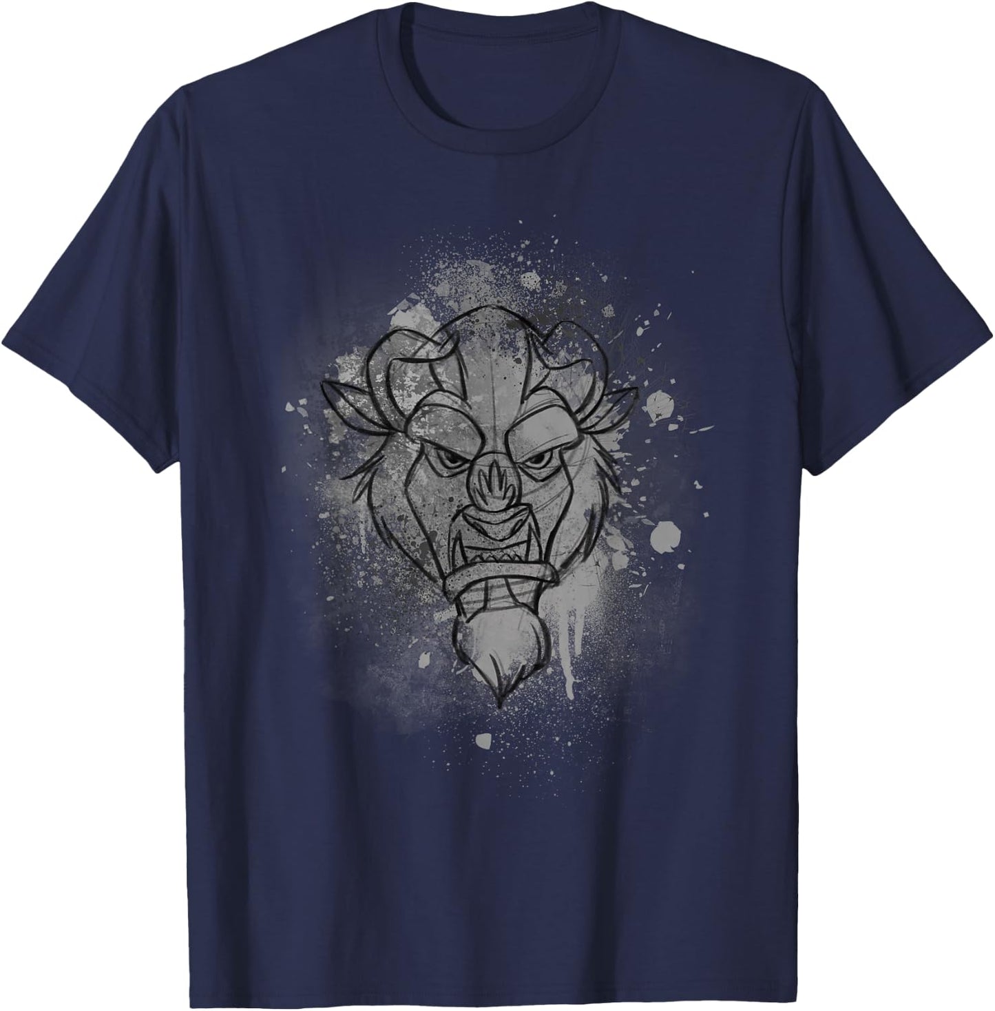 Disney Beauty And The Beast Ink Splatter Beast T-Shirt - T-Shirt | Navy