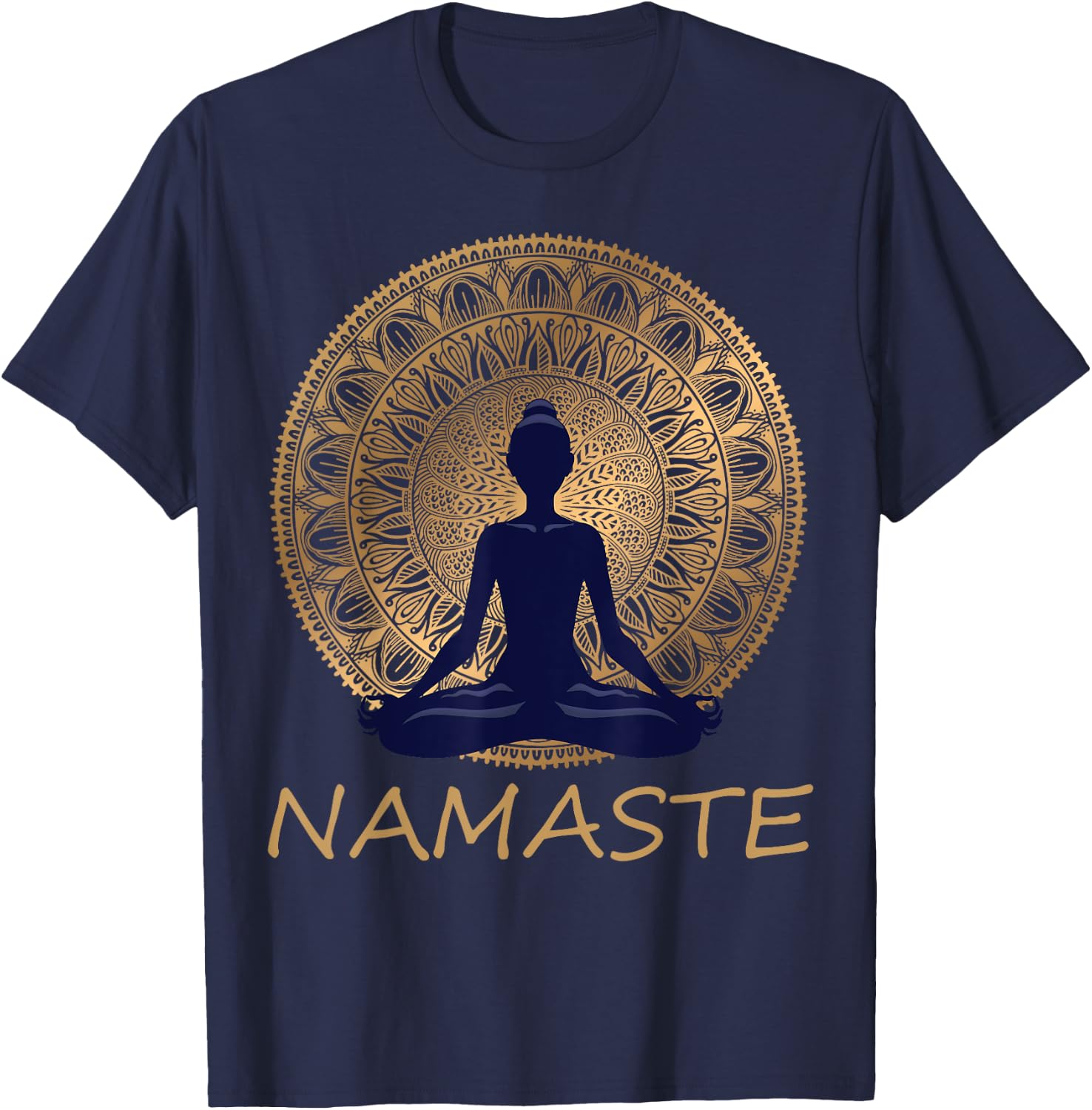 Namaste, Yoga dress/ meditation clothes / Lotus position T-Shirt - T-Shirt | Navy