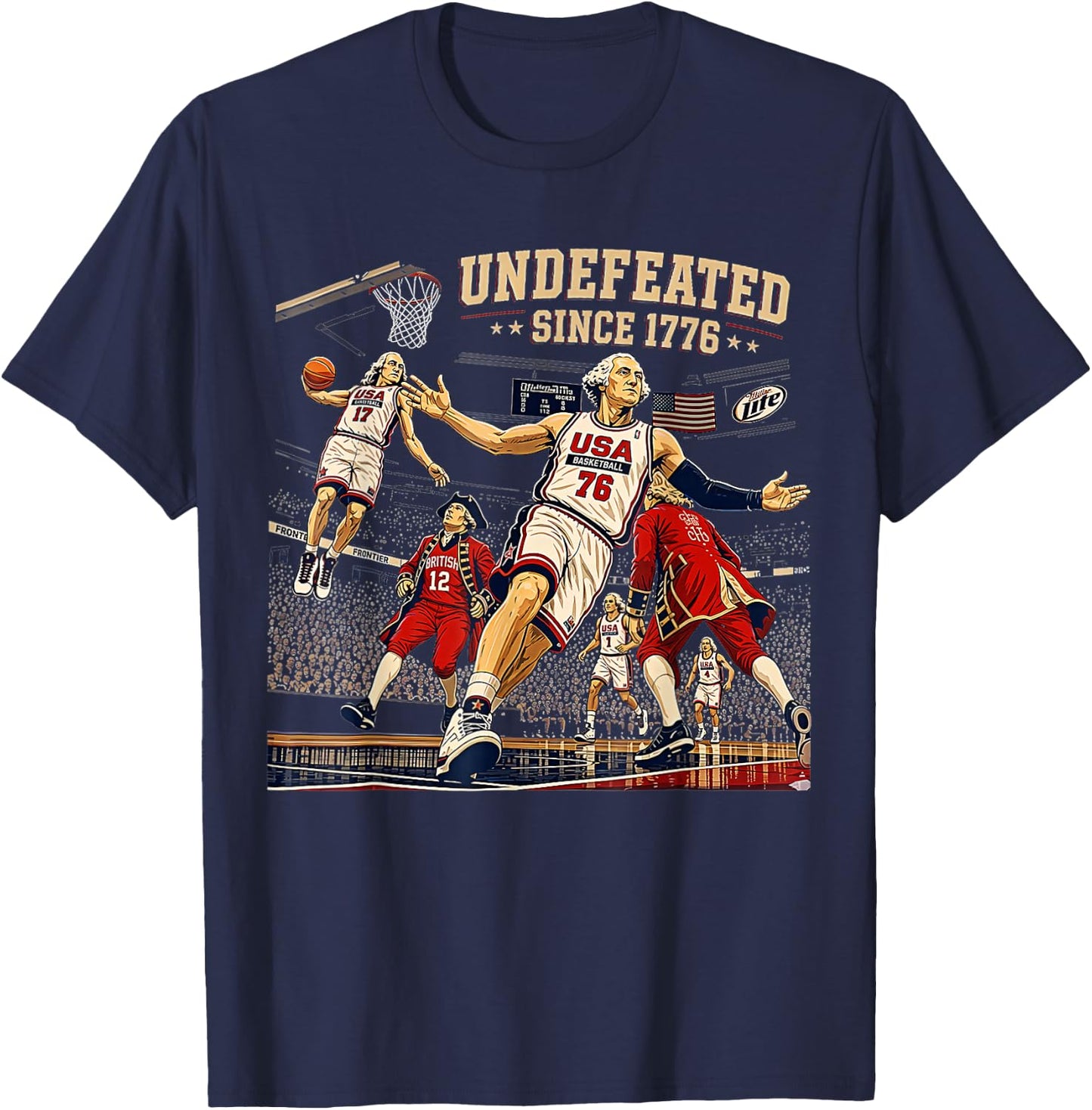 George Washington Play Basketball USA Undefeated Since 1776 T-Shirt - T-Shirt | Navy