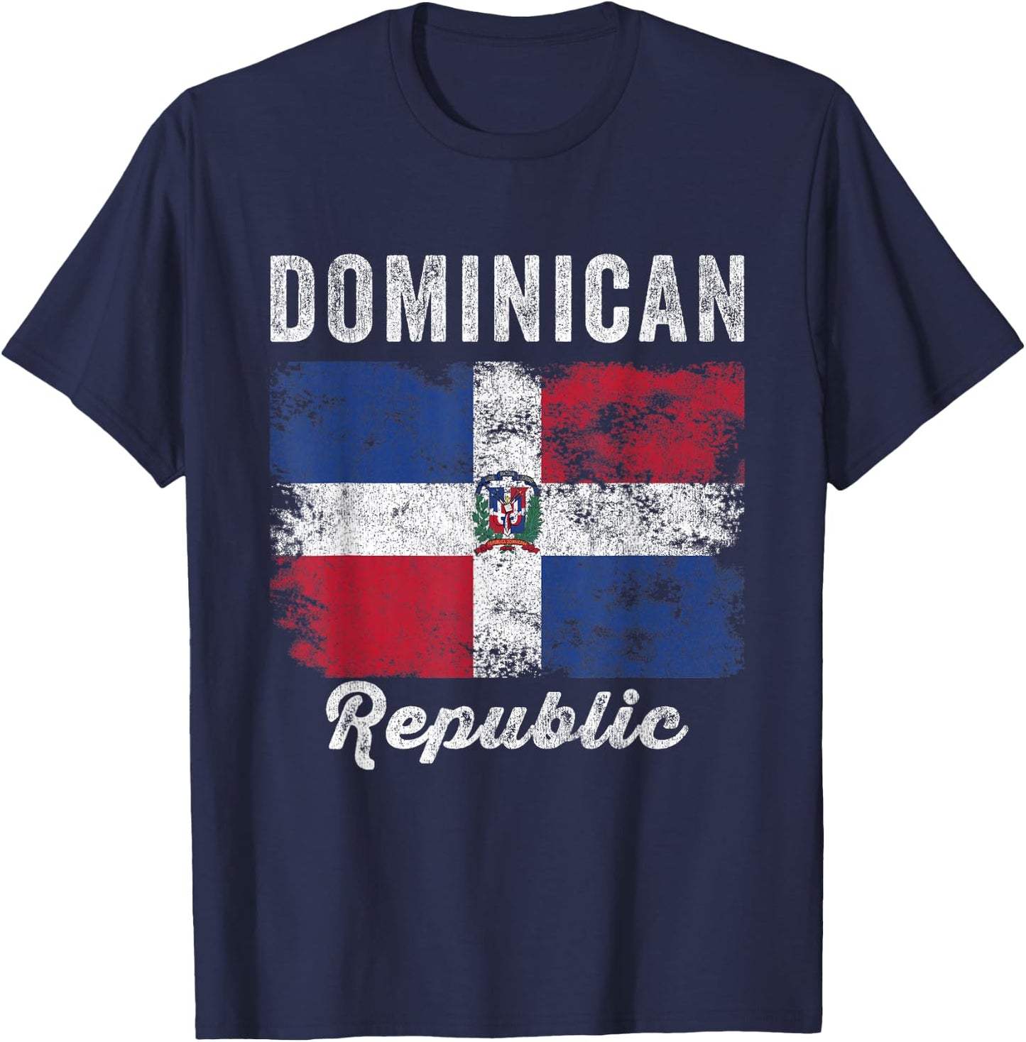 Dominican Republic Flag Vintage - Men Women - Dominican Flag T-Shirt - T-Shirt | Navy