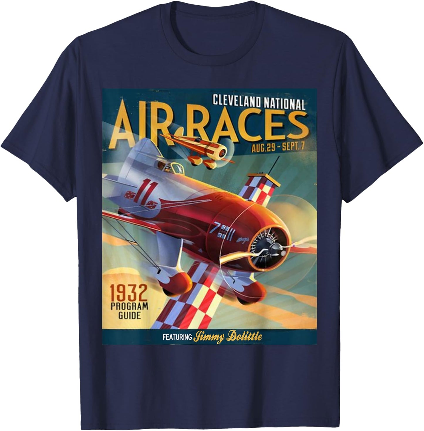 National Air Races Retro Cleveland Air Show Airplane T-Shirt - T-Shirt | Navy