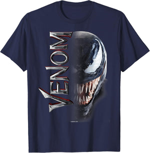 Marvel Venom Split Down The Middle Grin T-Shirt - T-Shirt | Navy
