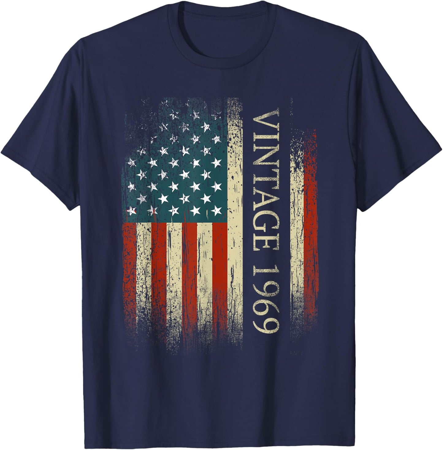 56th Birthday Vintage 1969 Usa Flag 56 Year Old Gifts Bday T-Shirt - T-Shirt | Navy