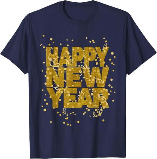 Happy New Year Confetti Fireworks New Year's Eve Outfit T-Shirt - T-Shirt | Navy