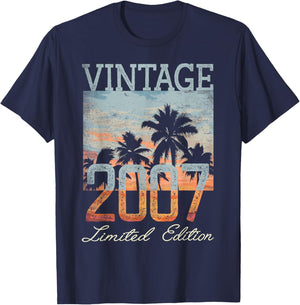 Vintage 2007 Limited Edition 18th Birthday 18 Year Old Gifts T-Shirt - T-Shirt | Navy