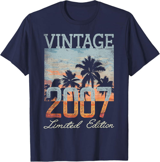 Vintage 2007 Limited Edition 18th Birthday 18 Year Old Gifts T-Shirt - T-Shirt | Navy