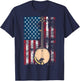 Cool USA Country Musical Instruments America Art Banjo In American Flag Bluegrass | Cute Fiddle Players Gift T-Shirt - T-Shirt | Navy