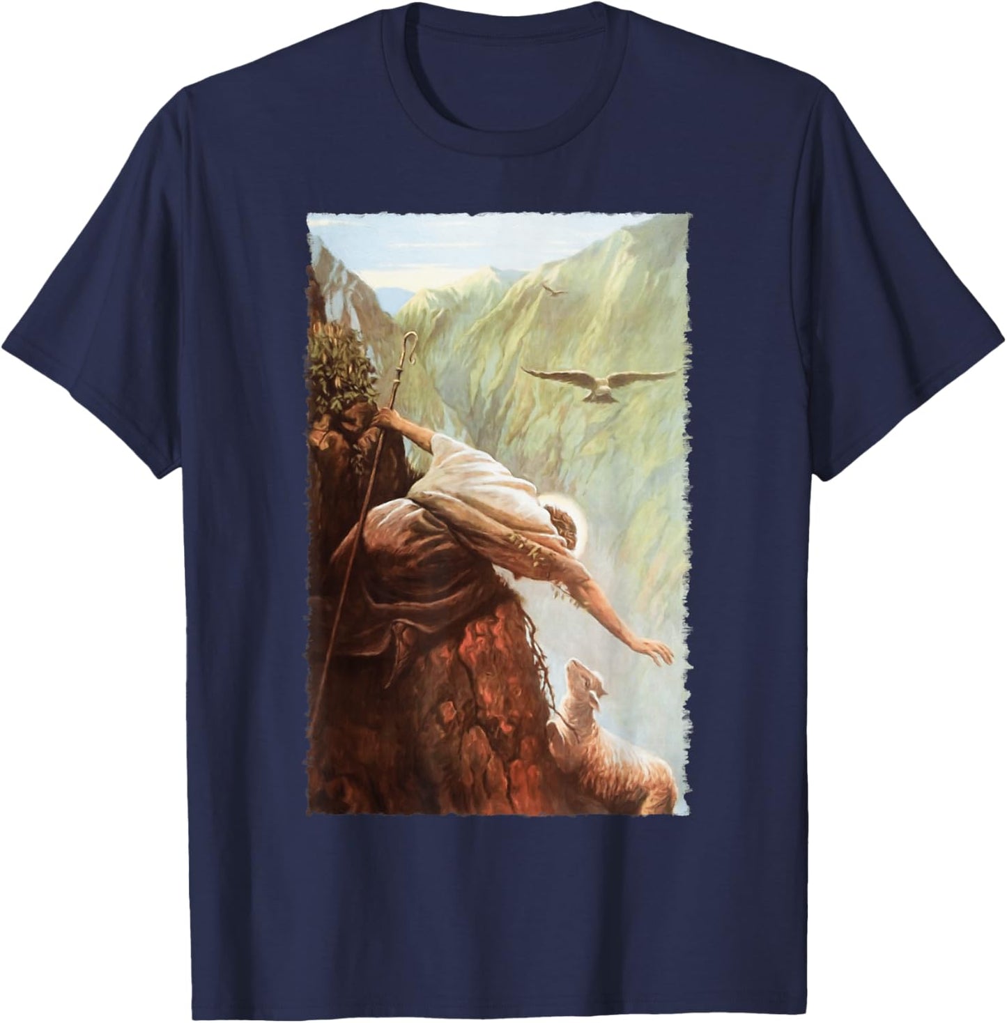 The Lost Sheep Luke 15:3-7 Christian Bible T-Shirt - T-Shirt | Navy