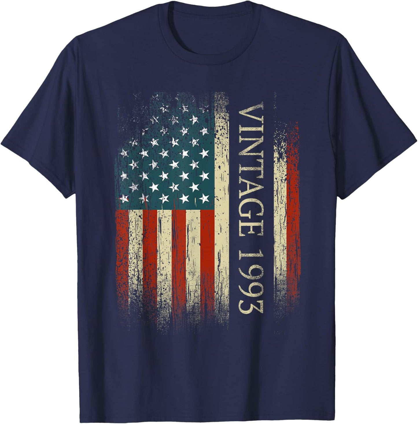 32nd Birthday Vintage 1993 USA Flag 32 Year Old Gifts Bday T-Shirt - T-Shirt | Navy