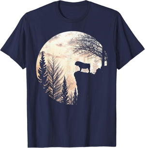 Bulldog Silhouette Dog Scary And Moon Halloween Costume T-Shirt - T-Shirt | Navy