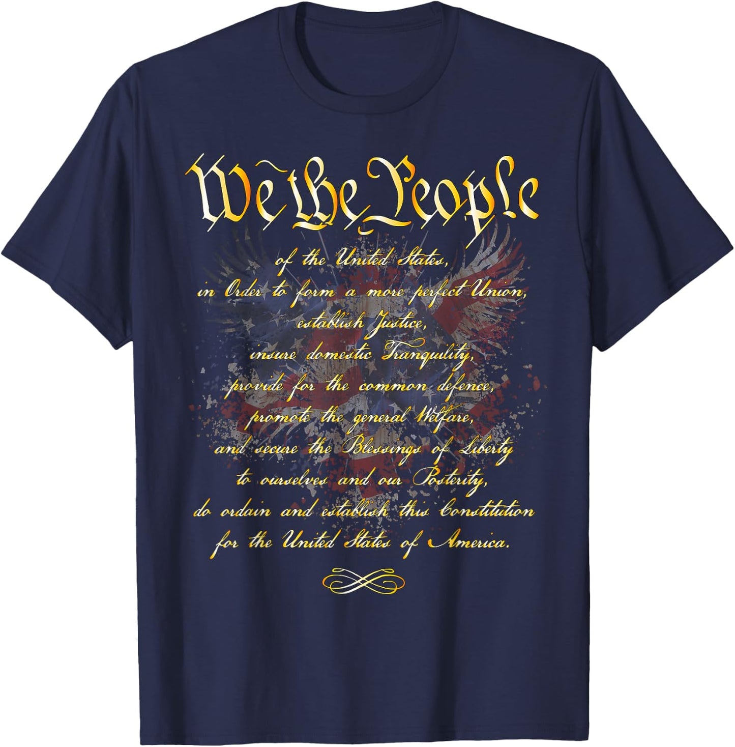 We The People Golden Preamble Constitution Red White Blue Men T-Shirt - T-Shirt | Navy