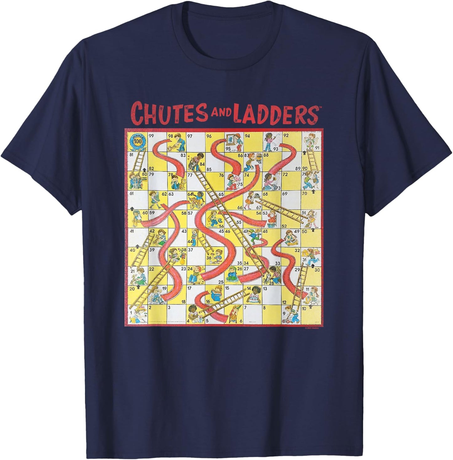 Chutes and Ladders Game Board Art from 1979 T-Shirt - T-Shirt | Navy