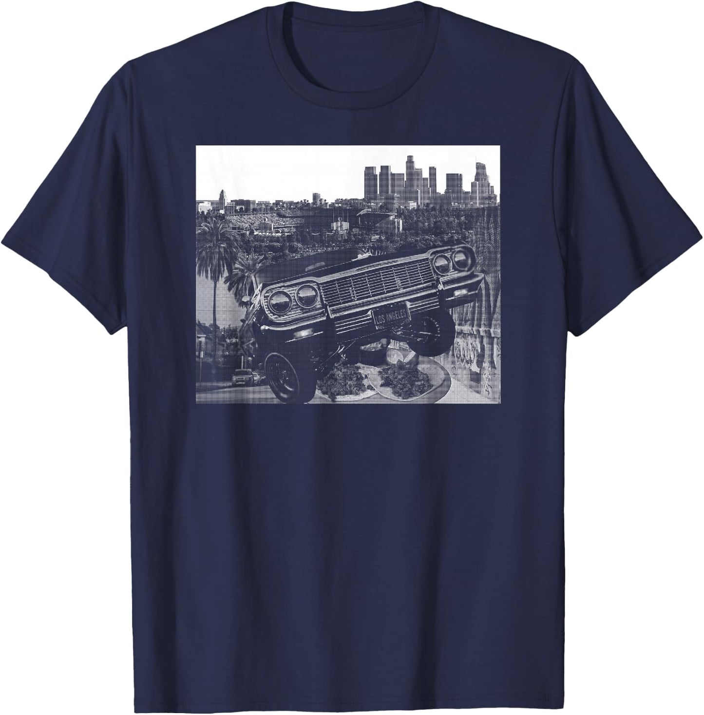 Los Angeles Skyline California Latino Elysian Mexican Cholo T-Shirt - T-Shirt | Navy