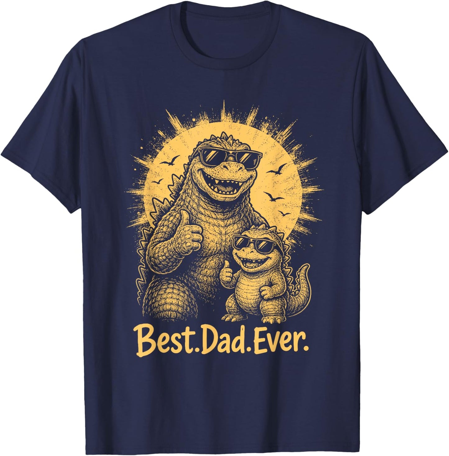 Funny Best Dad Ever Monsters Fathers Day Dad and Son T-Shirt - T-Shirt | Navy
