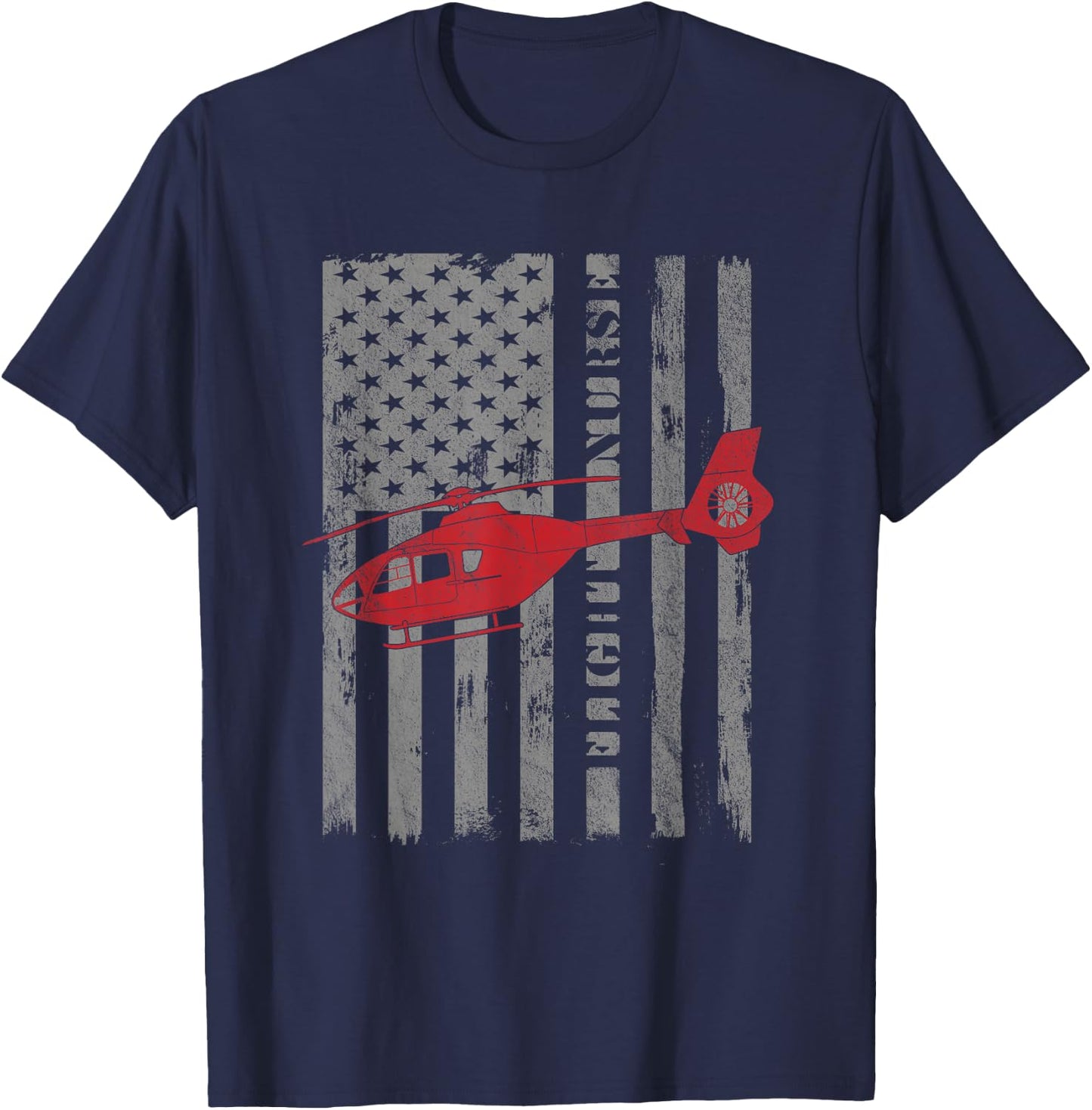 American Flag Flight Nurse Gift T-Shirt - T-Shirt | Navy