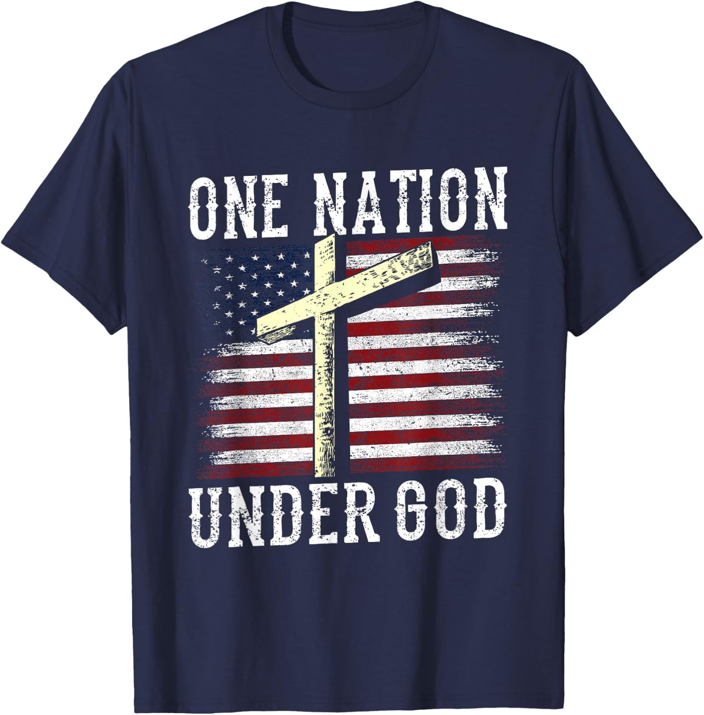 One Nation Under God America American Us Usa Patriotic Us T-Shirt - T-Shirt | Navy