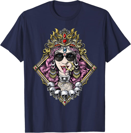 Kali Hindu Goddess Gothic Goth Hinduism Spiritual Mythology T-Shirt - T-Shirt | Navy